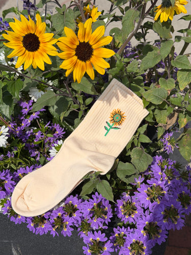 Floral Micro Crew Sunflower Beige