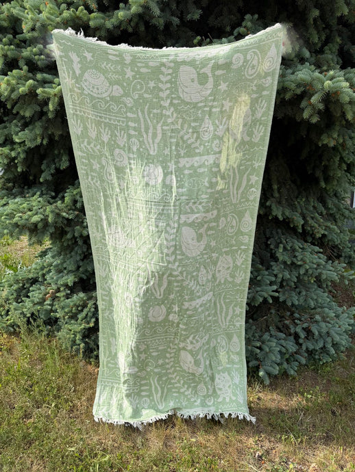 Sealife Green Hygge Turkish Towel